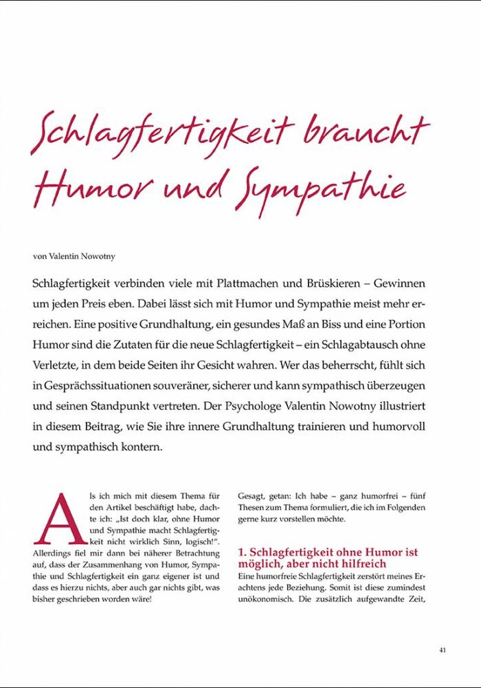 Schlagfertigkeit braucht Humor und Sympathie