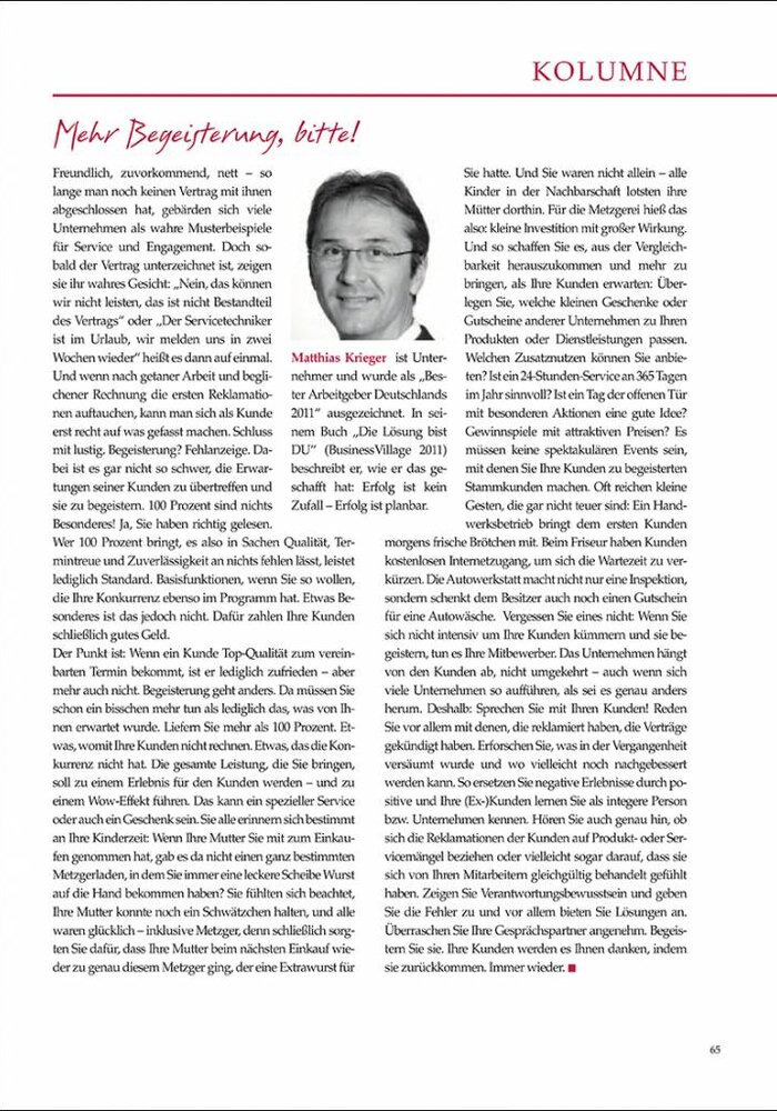 Mehr Begeisterung, bitte!