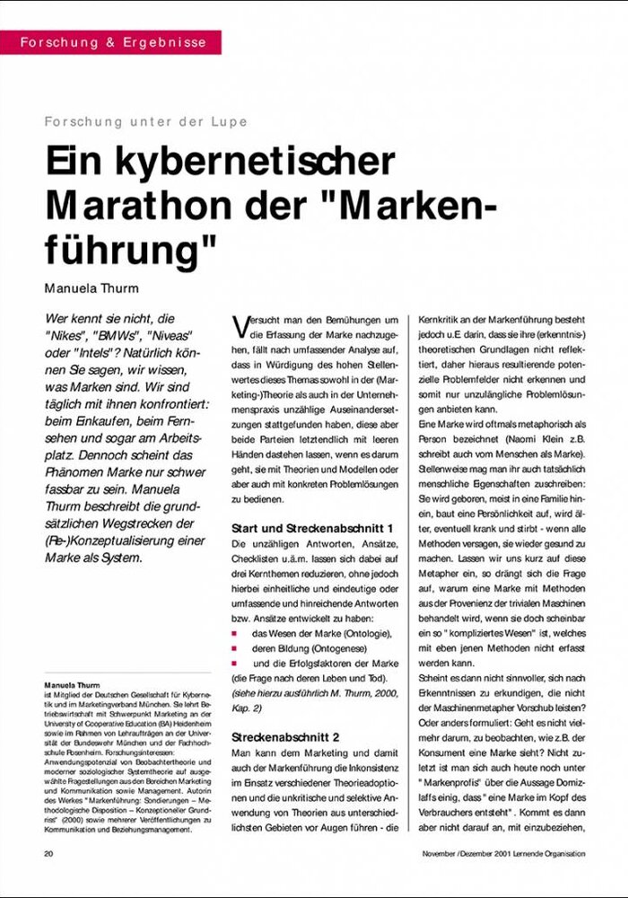 Ein kybernetischer Marathon der "Markenführung"