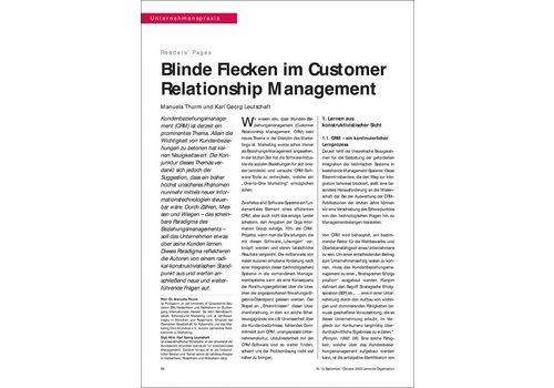 Blinde Flecken im Customer Relationship Management Blinde Flecken im Customer Relationship Management