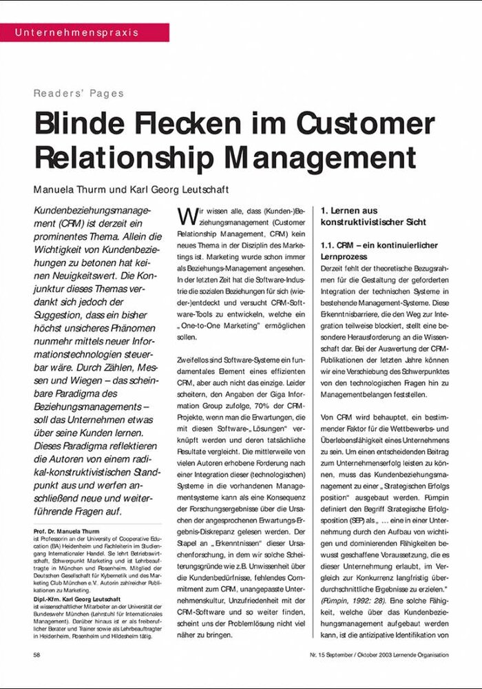 Blinde Flecken im Customer Relationship Management