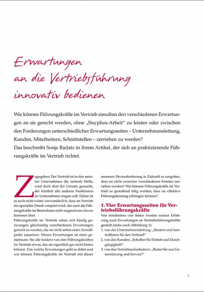 Erwartungen an die Vertriebsführung innovativ bedienen