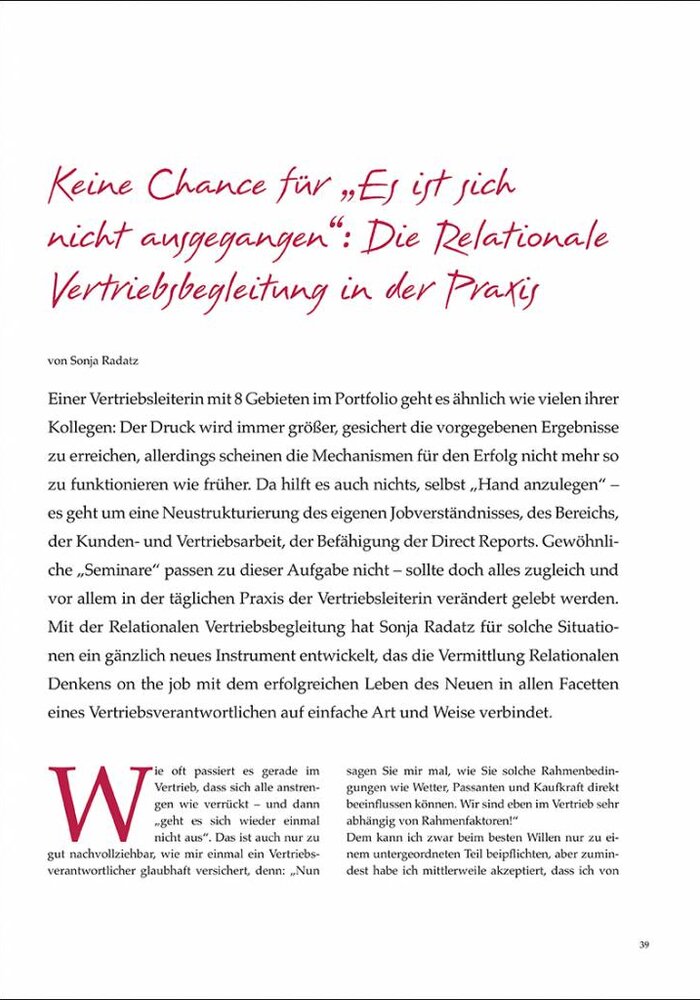 Keine Chance für „Es ist sich nicht ausgegangen“: Die Relationale Vertriebsbegleitung in der Praxis