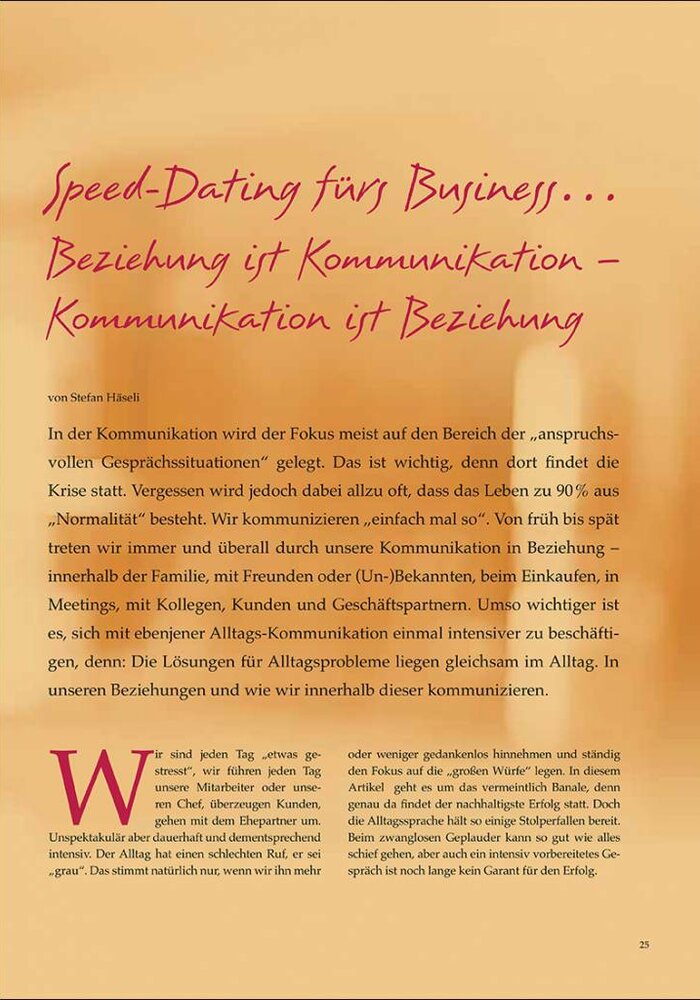 Speed-Dating fürs Business… Beziehung ist Kommunikation – Kommunikation ist Beziehung