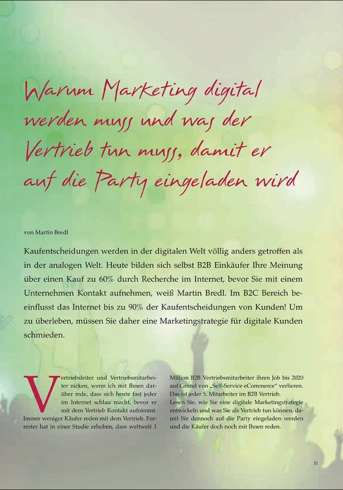 Warum Marketing digital werden muss und was der Vertrieb tun muss, damit er auf die Party eingeladen wird