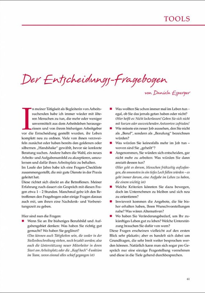 Der Entscheidungs-Fragebogen