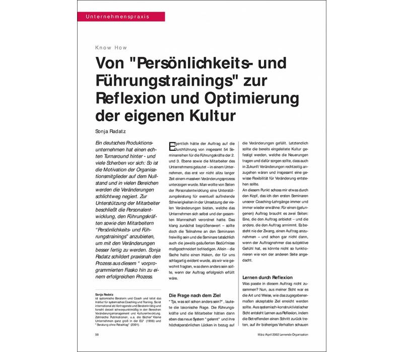 von "Persönlichkeits- und Führungstrainings" zur Reflexion und Optimierung der eigenen Kultur