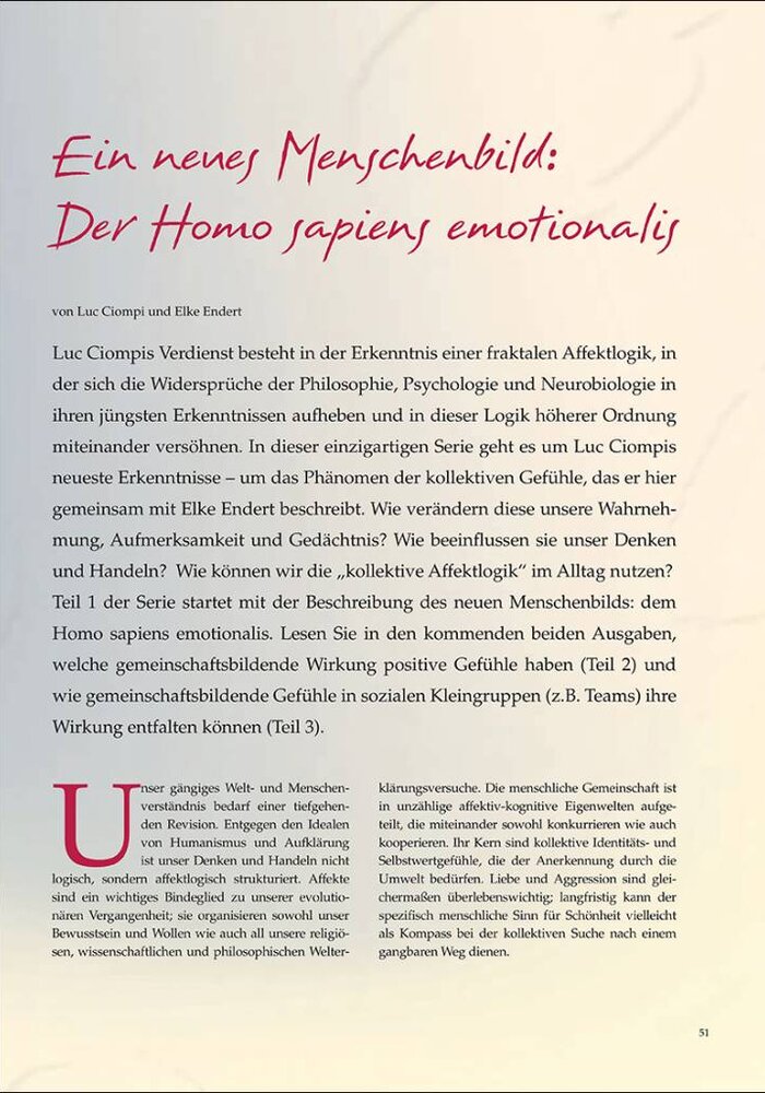 Ein neues Menschenbild: Der Homo sapiens emotionalis