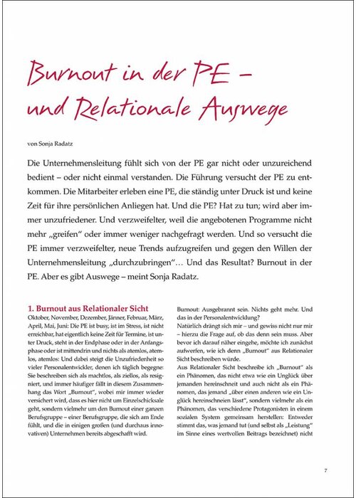 7 Burnout in der PE – und Relationale Auswege