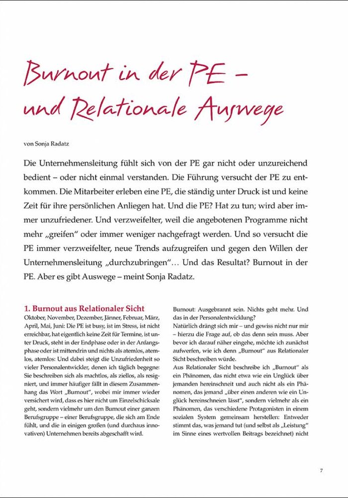 7 Burnout in der PE – und Relationale Auswege