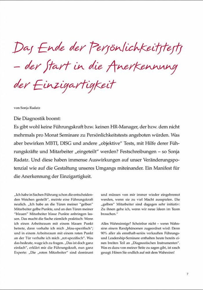 Das Ende der Persönlichkeitstests – der Start in die Anerkennung der Einzigartigkeit