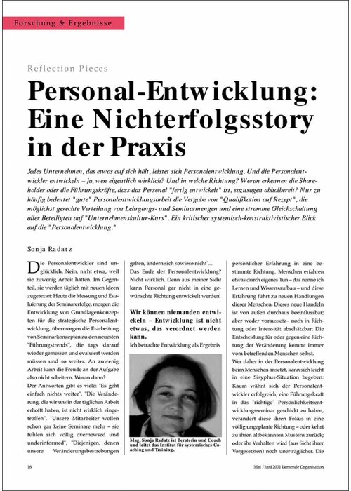 Personal - Entwicklung: Eine Nichterfolgsstory in der Praxis von Sonja Radatz