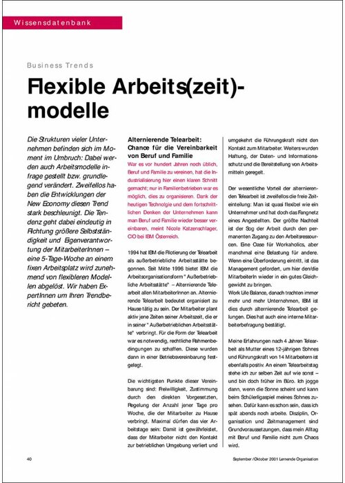 Flexible Arbeits(zeit)- modelle