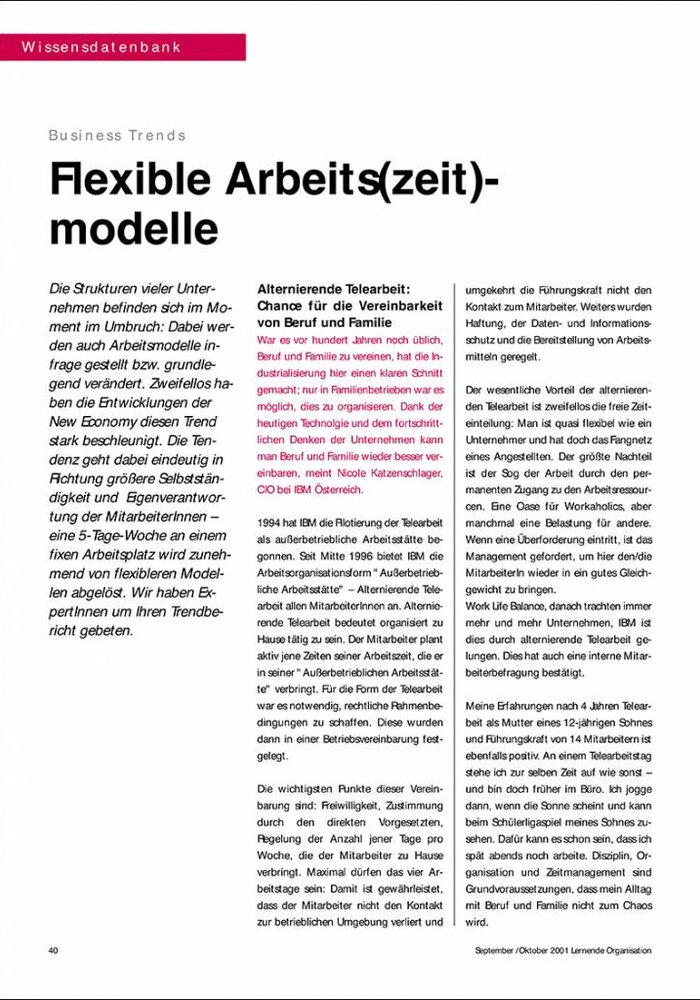 Flexible Arbeits(zeit)- modelle