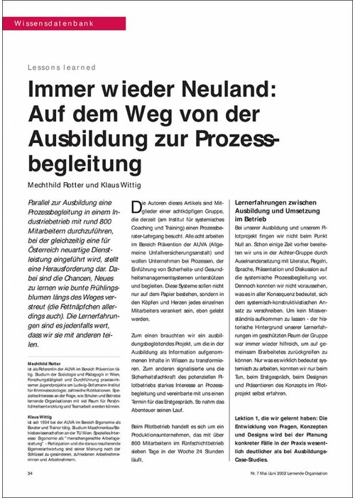 Immer wieder Neuland: Auf dem Weg von der Ausbildung zur Prozessbegleitung