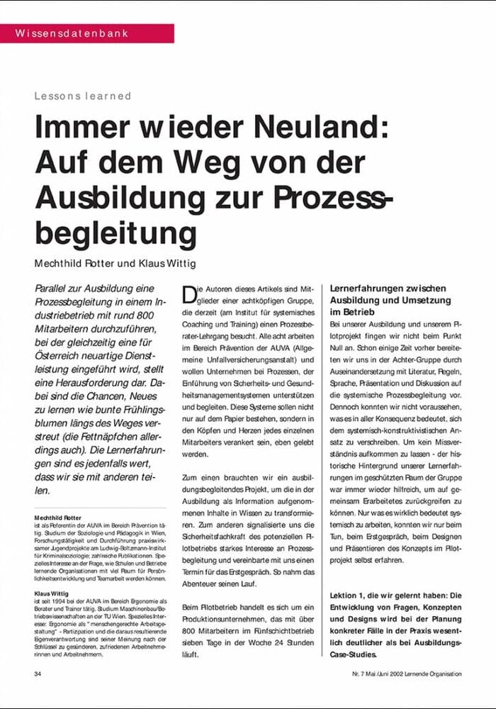 Immer wieder Neuland: Auf dem Weg von der Ausbildung zur Prozessbegleitung