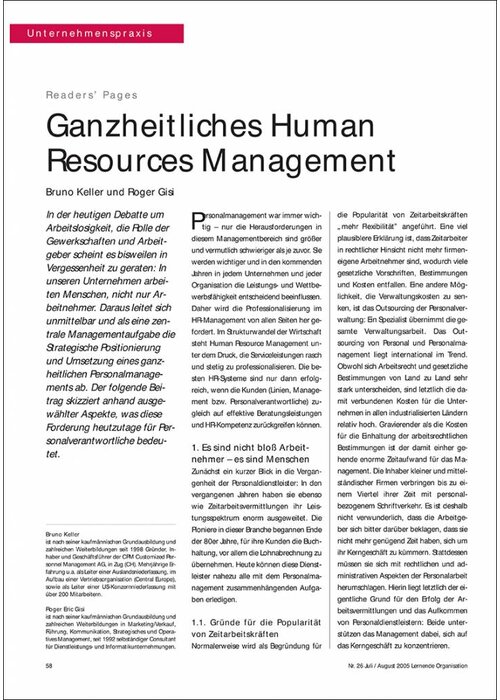 Ganzheitliches Human Resources Management