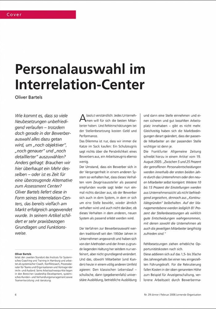Personalauswahl im Interrelation-Center