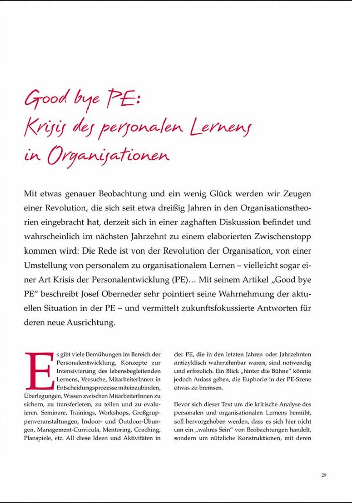 Good bye PE: Krisis des personalen Lernens in Organisationen