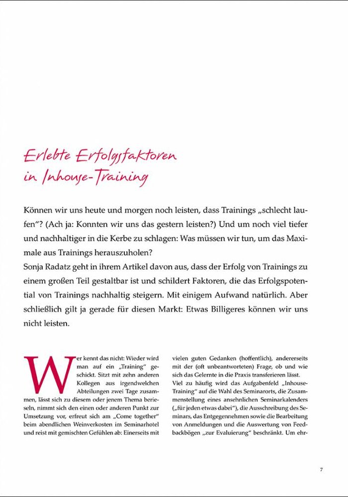 Erlebte Erfolgsfaktoren in Inhouse-Training