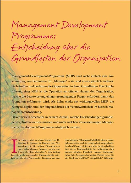 Management Development Programme: Entscheidung über die Grundfesten der Organisation