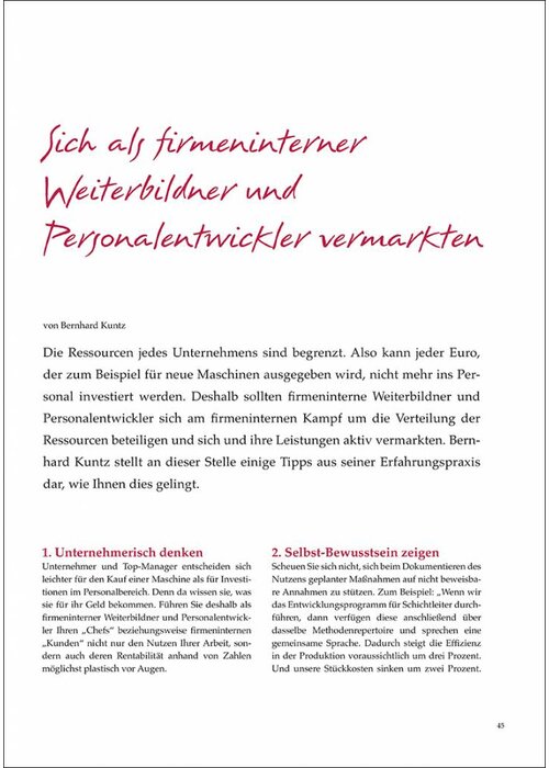 Sich als firmeninterner Weiterbildner und Personalentwickler vermarkten