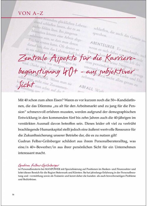 Zentrale Aspekte für die Karrierebegünstigung 40+ - aus subjektiver Sicht