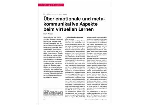 Über emotionale und metakommunikative Aspekte beim virtuellen Lernen