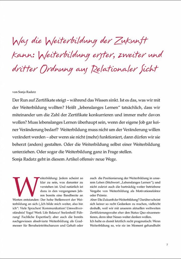 Was die Weiterbildung der Zukunft kann: Weiterbildung erster, zweiter und dritter Ordnung aus Relationaler Sicht