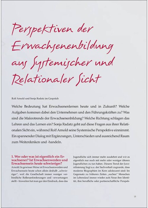 Perspektiven der Erwachsenenbildung aus Systemischer und Relationaler Sicht