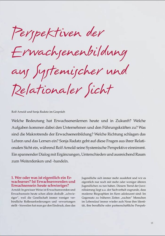 Perspektiven der Erwachsenenbildung aus Systemischer und Relationaler Sicht