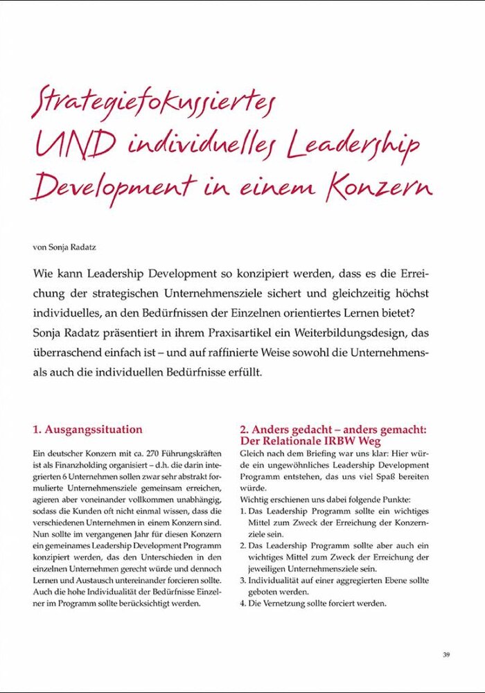 Strategiefokussiertes UND individuelles Leadership Development in einem Konzern