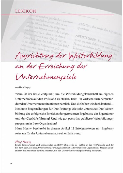Ausrichtung der Weiterbildung an der Erreichung der Unternehmensziele