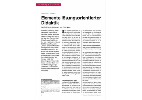 Elemente lösungsorientierter Didaktik Elemente lösungsorientierter Didaktik