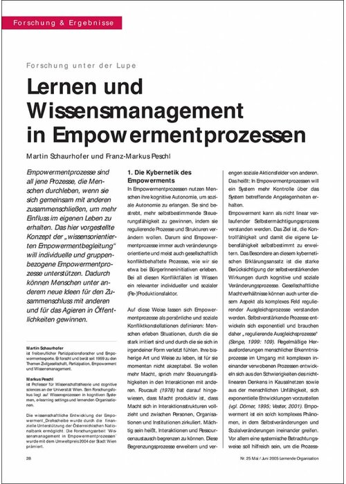 Lernen und Wissensmanagement in Empowermentprozessen