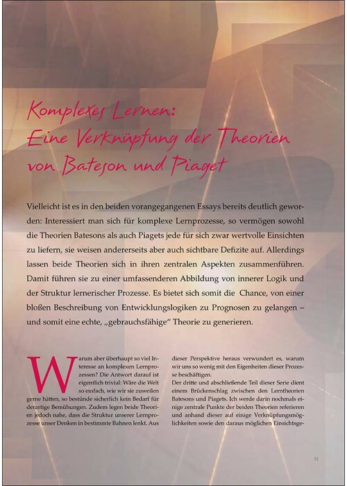 51 Komplexes Lernen: Eine Verknüpfung der Theorien von Bateson und Piaget