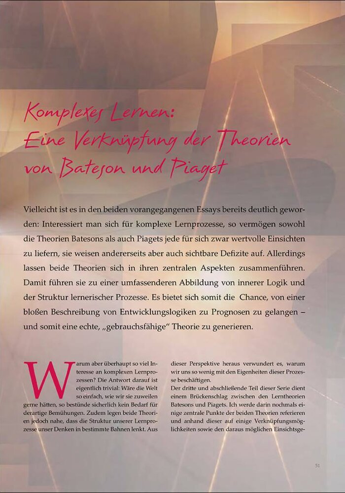 51 Komplexes Lernen: Eine Verknüpfung der Theorien von Bateson und Piaget