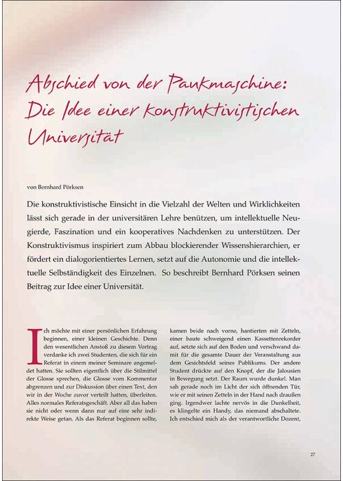 Abschied von der Paukmaschine: Die Idee einer konstruktivistischen Universität