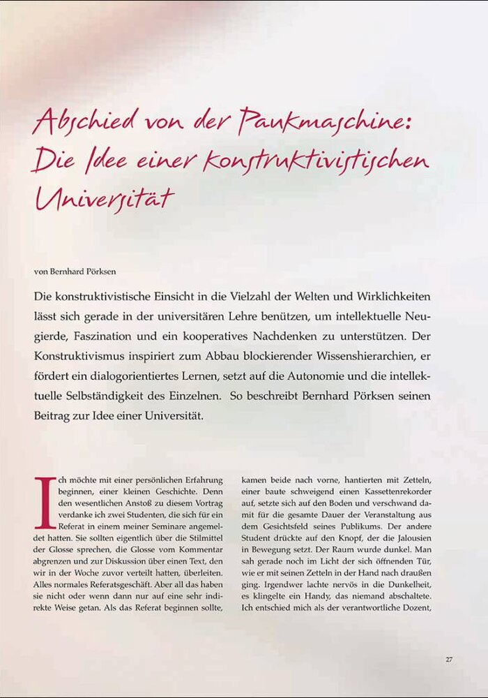 Abschied von der Paukmaschine: Die Idee einer konstruktivistischen Universität