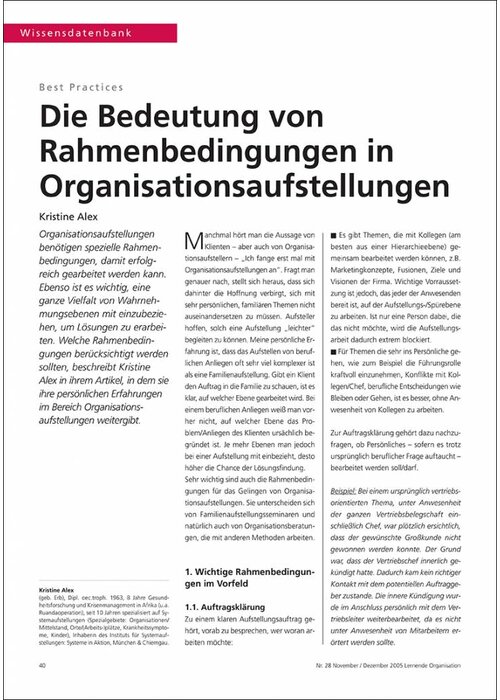 Die Bedeutung von Rahmenbedingungen in Organisationsaufstellungen