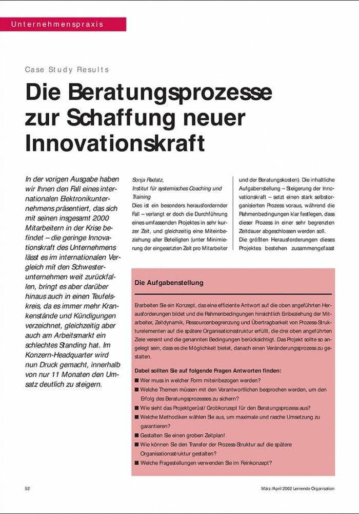 Die Beratungsprozesse zur Schaffung neuer Innovationskraft