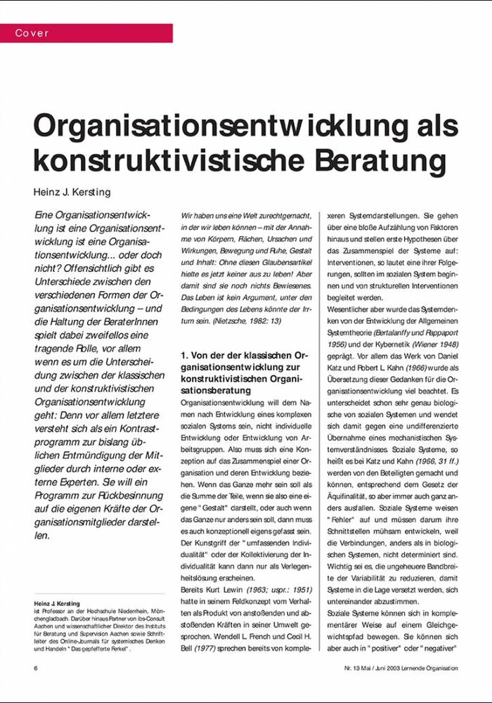 Organisationsentwicklung als konstruktivistische Beratung