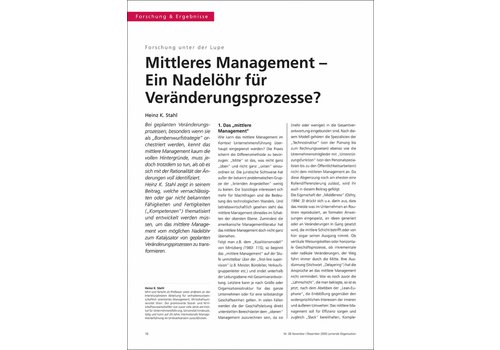 Mittleres Management – Ein Nadelöhr für Veränderungsprozesse?