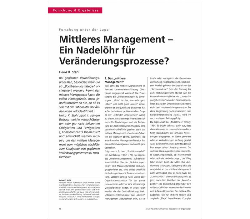 Mittleres Management – Ein Nadelöhr für Veränderungsprozesse?