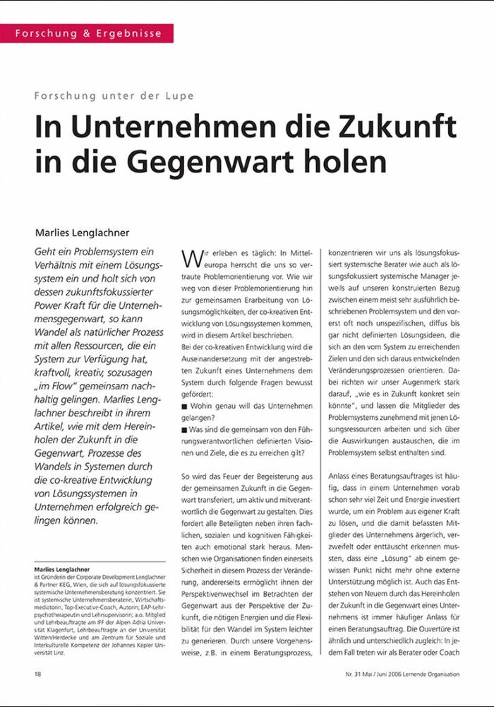 In Unternehmen die Zukunft in die Gegenwart holen
