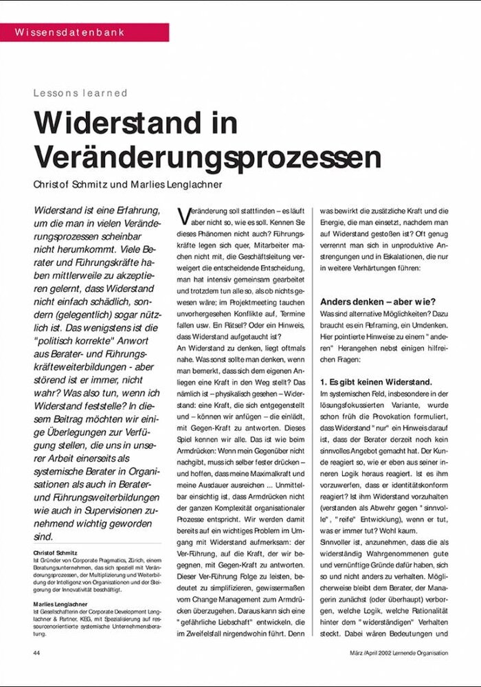 Widerstand in Veränderungsprozessen