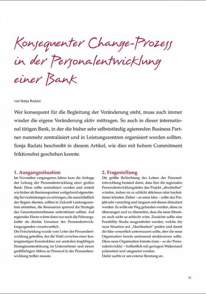 Konsequenter Change-Prozess in der Personalentwicklung einer Bank