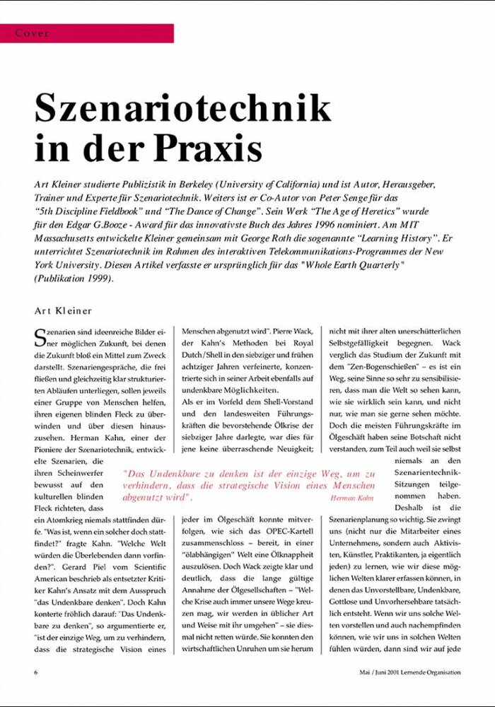 Szenariotechnik in der Praxis