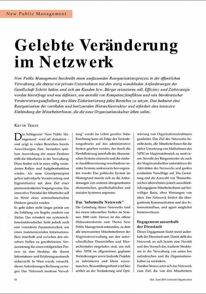 Gelebte Veränderung im Netzwerk