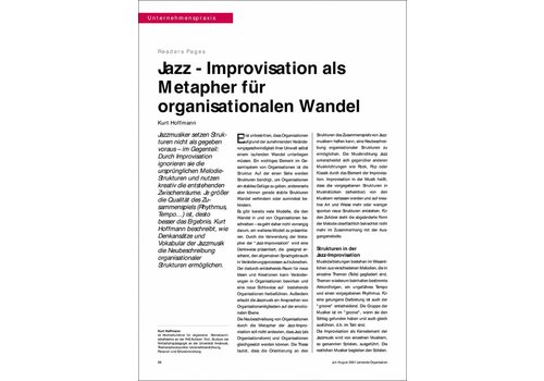 Jazz - Improvisation als Metapher für organisationalen Wandel Jazz - Improvisation als Metapher für organisationalen Wandel